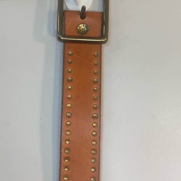 Banana Republic Brown Studded Leather Big Gold Buckle Belt, Small - Picture 5 of 9